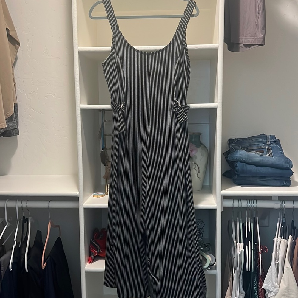 Black and white striped jumpsuit